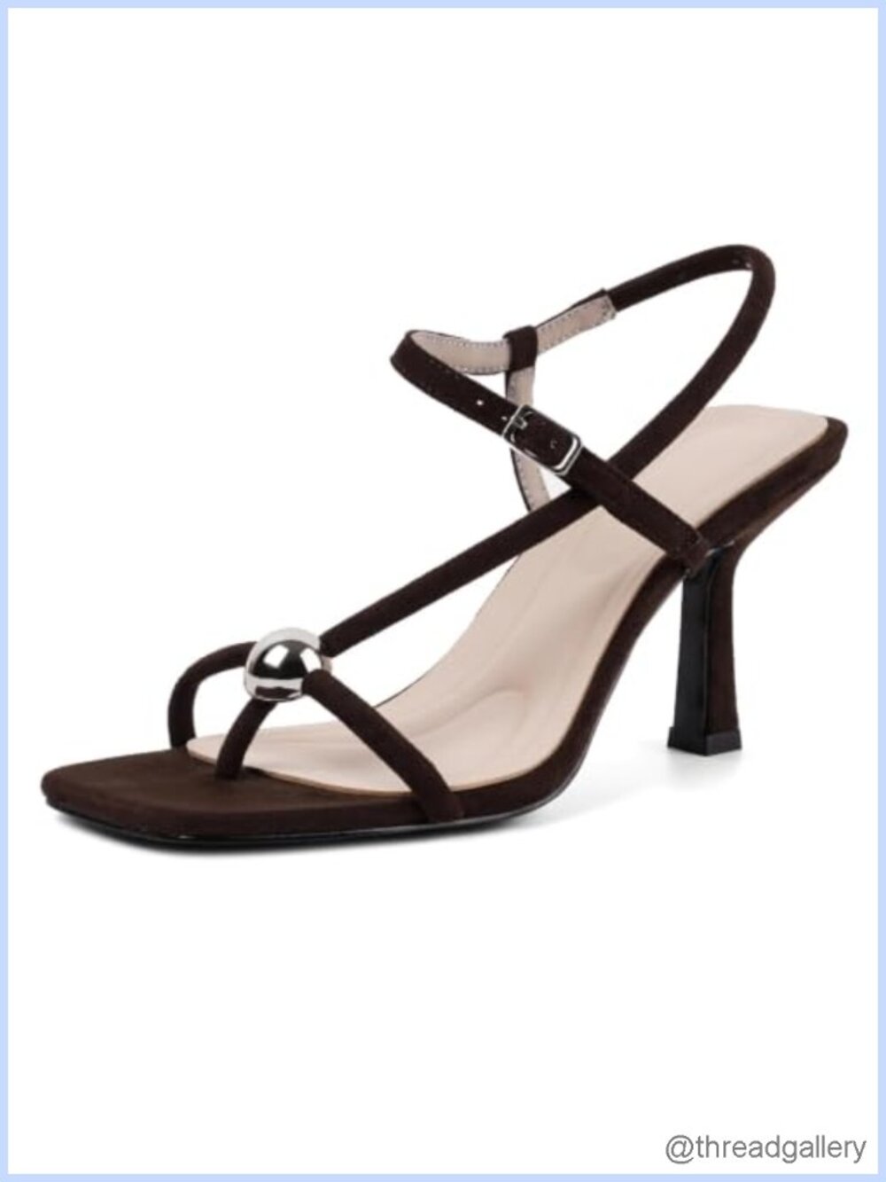 Strappy Kitten Heel Thong Sandals Faux Leather Ankle Strap Heels